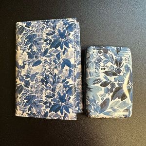 New - Miami Carryon Passport Cover Set Blue Flowers